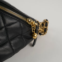 Chanel Lambskin Gold Chain Crossbody Bag Black Microchip