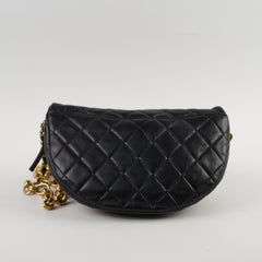 Chanel Lambskin Gold Chain Crossbody Bag Black Microchip