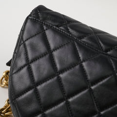 Chanel Lambskin Gold Chain Crossbody Bag Black Microchip