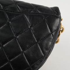 Chanel Lambskin Gold Chain Crossbody Bag Black Microchip