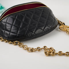 Chanel Lambskin Gold Chain Crossbody Bag Black Microchip