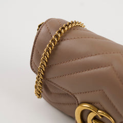 Gucci GG Supermini Marmont Matelasse Beige / Dusty Pink