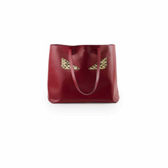 Fendi Monster Eye Leather Tote Red