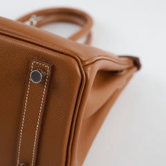 Hermes Birkin 25 Epsom PHW Gold Stamp Square J