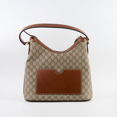 Gucci GG Supreme Hobo Shoulder Bag Brown