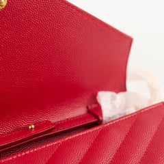 Saint Laurent Cassandre Chevron Clutch on Chain Red