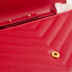 Saint Laurent Cassandre Chevron Clutch on Chain Red