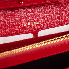 Saint Laurent Cassandre Chevron Clutch on Chain Red