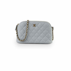 Chanel Caviar Mini Crossbody Light Blue Bag Microchipped