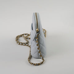 Chanel Caviar Mini Crossbody Light Blue Bag Microchipped