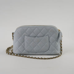 Chanel Caviar Mini Crossbody Light Blue Bag Microchipped