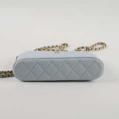 Chanel Caviar Mini Crossbody Light Blue Bag Microchipped