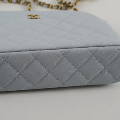 Chanel Caviar Mini Crossbody Light Blue Bag Microchipped
