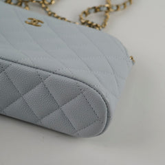 Chanel Caviar Mini Crossbody Light Blue Bag Microchipped