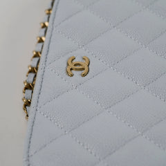 Chanel Caviar Mini Crossbody Light Blue Bag Microchipped