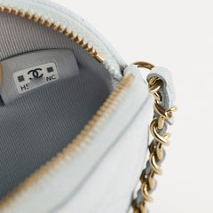 Chanel Caviar Mini Crossbody Light Blue Bag Microchipped