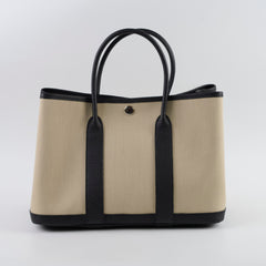 Hermes Garden Party 30 Noir/Beton Canvas B stamp