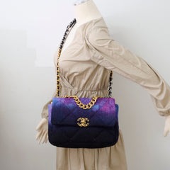Chanel 19 Large Tweed Ombre Black/ Purple