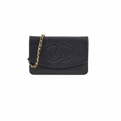 Chanel CC Logo Wallet On Chain WOC Black