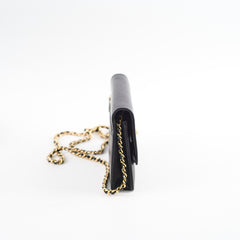 Chanel CC Logo Wallet On Chain WOC Black