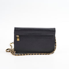 Chanel CC Logo Wallet On Chain WOC Black