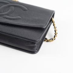 Chanel CC Logo Wallet On Chain WOC Black