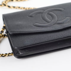 Chanel CC Logo Wallet On Chain WOC Black