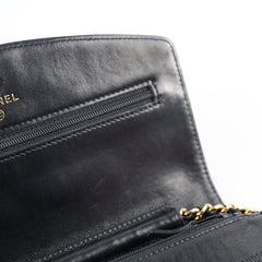 Chanel CC Logo Wallet On Chain WOC Black