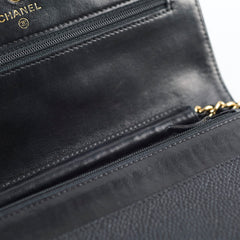 Chanel CC Logo Wallet On Chain WOC Black