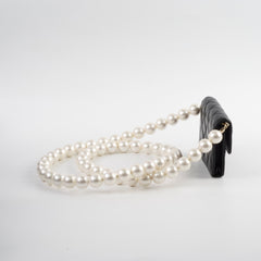Chanel Micro Pearl Card Clutch with Chain Black Series 31