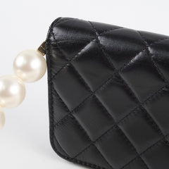 Chanel Micro Pearl Card Clutch with Chain Black Series 31