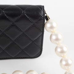 Chanel Micro Pearl Card Clutch with Chain Black Series 31