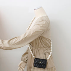 Chanel Micro Pearl Card Clutch with Chain Black Series 31