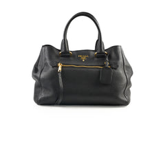 Prada Vitello Daino Leather Shopping Tote Black
