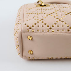 Christian Dior Small Studded Lady Dior Pink/Nude