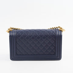 Chanel Boy Old Medium Caviar Navy