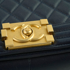 Chanel Boy Old Medium Caviar Navy