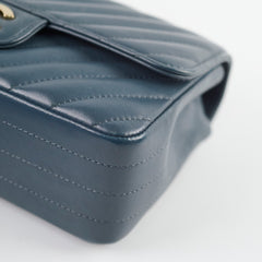 Chanel Chevron Mini Rectangular Classic Flap Dark Grey/Blue