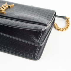 Saint Laurent Sunset Croc Flap Black