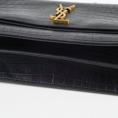 Saint Laurent Sunset Croc Flap Black