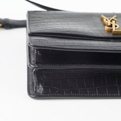 Saint Laurent Sunset Croc Flap Black