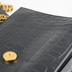 Saint Laurent Sunset Croc Flap Black