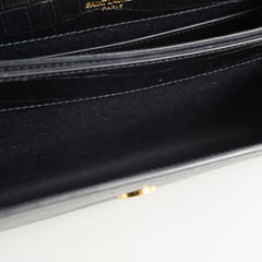 Saint Laurent Sunset Croc Flap Black