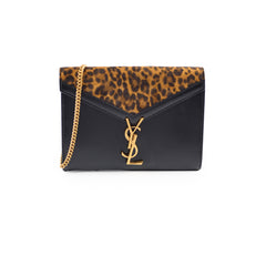 Saint Laurent Cassandra Wallet On Chain WOC Leopard/Black