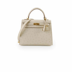 Hermes Kelly 25 Beton Ostrich W Stamp