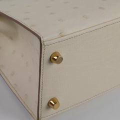 Hermes Kelly 25 Beton Ostrich W Stamp