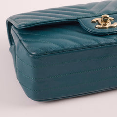 Chanel Chevron Caviar Rectangular Mini Turquoise