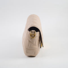 Fendi FF Baguette Beige Lambskin Leather Medium