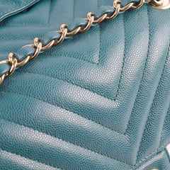 Chanel Chevron Caviar Rectangular Mini Turquoise