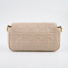 Fendi FF Baguette Beige Lambskin Leather Medium